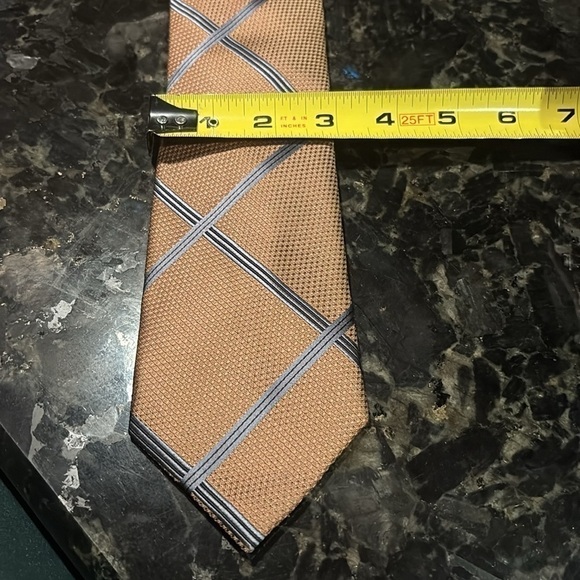 Ben Sherman copper & blue asymmetric stripe Men’s 100% Silk Tie - Picture 8 of 9